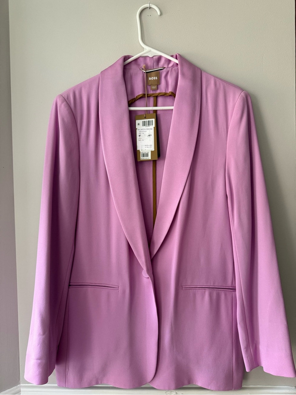Hugo Boss Women’s Open Pink  Shawl-Collar Single-Button Blazer Size 2